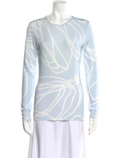 Pre-owned Tibi Graphic Print Crew Neck Top In Blue