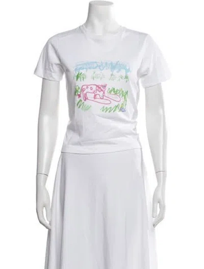 Pre-owned Tibi Graphic Print Crew Neck T-shirt In White