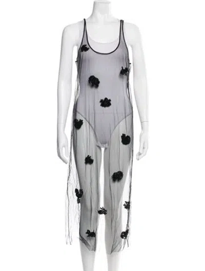 Pre-owned Tibi Graphic Print Long Dress In Gray