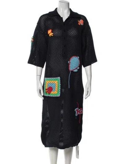 Pre-owned Tibi Graphic Print Midi Length Dress In Blue