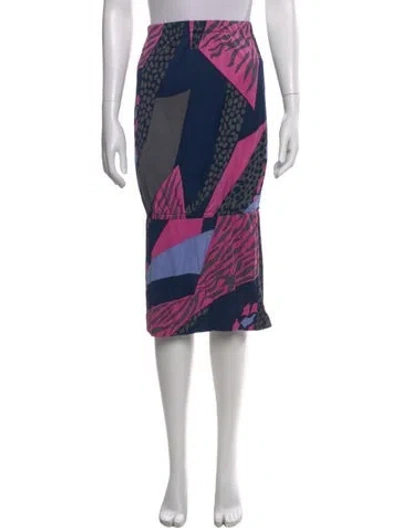 Pre-owned Tibi Graphic Print Midi Length Skirt In Blue