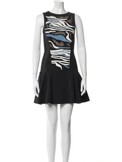 Pre-owned Tibi Graphic Print Mini Dress In Black