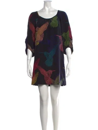Pre-owned Tibi Graphic Print Mini Dress In Black