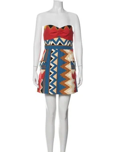 Pre-owned Tibi Graphic Print Mini Dress In Blue