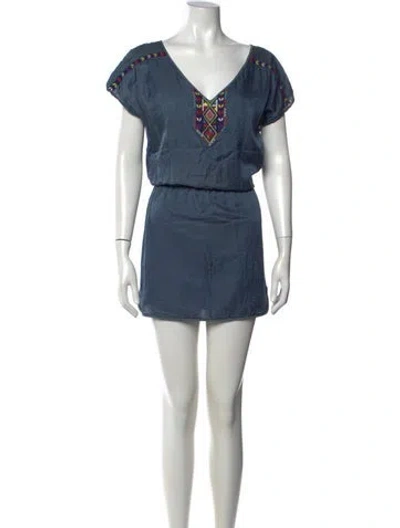 Pre-owned Tibi Graphic Print Mini Dress In Blue