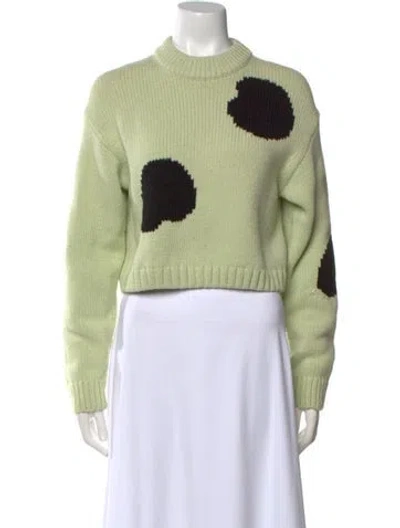 Pre-owned Tibi Graphic Print Mock Neck Sweater In Green