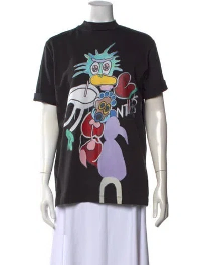 Pre-owned Tibi Graphic Print Mock Neck T-shirt In Black
