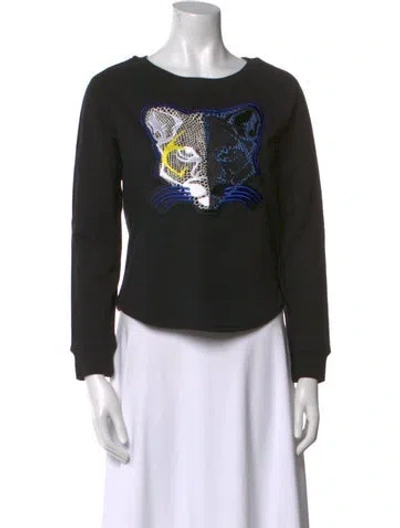 Pre-owned Tibi Graphic Print Scoop Neck Sweatshirt In Black