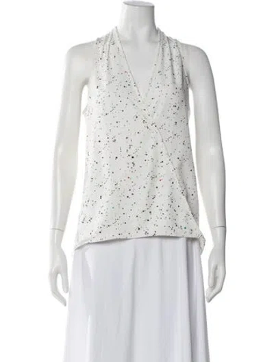 Pre-owned Tibi Graphic Print V-neck Blouse In White