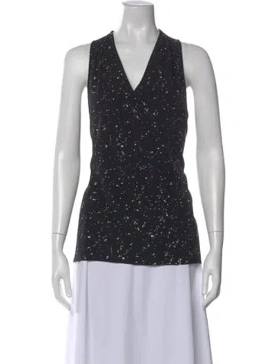 Pre-owned Tibi Graphic Print V-neck Top In Black