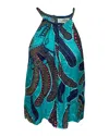 Tibi Halter Neck Patterned Blouse In Multicolor Silk In Multi