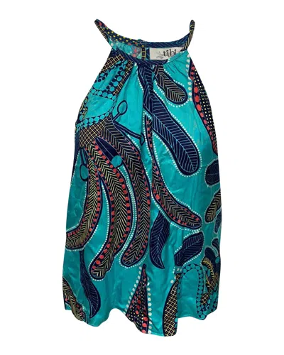 Tibi Halter Neck Patterned Blouse In Multicolor Silk
