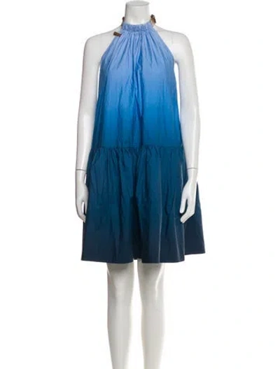 Pre-owned Tibi Halterneck Knee-length Dress In Blue