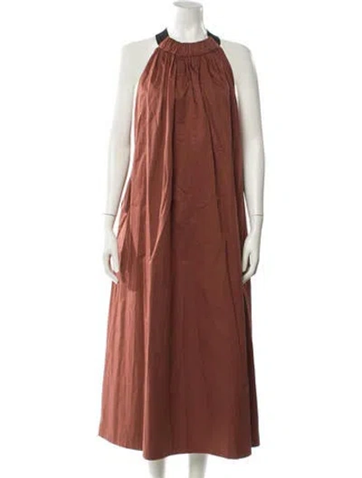 Pre-owned Tibi Halterneck Long Dress In Brown
