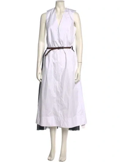 Pre-owned Tibi Halterneck Long Dress In White