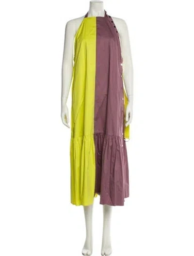 Pre-owned Tibi Halterneck Long Dress In Yellow