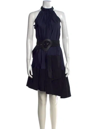 Pre-owned Tibi Halterneck Mini Dress In Blue