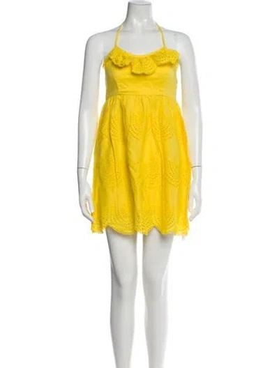 Pre-owned Tibi Halterneck Mini Dress In Yellow