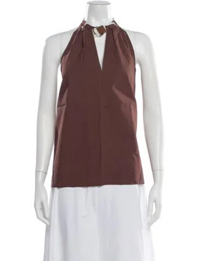 Pre-owned Tibi Halterneck Sleeveless Blouse In Brown