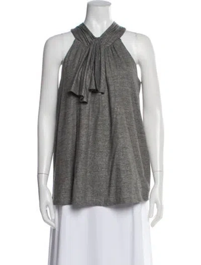 Pre-owned Tibi Halterneck Sleeveless Blouse In Gray