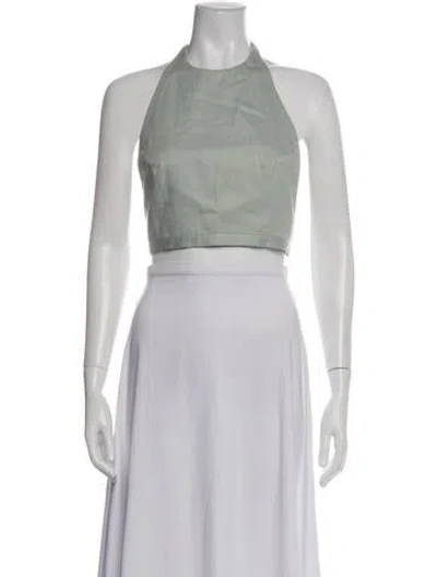 Pre-owned Tibi Halterneck Sleeveless Crop Top In Green