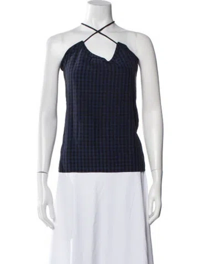 Pre-owned Tibi Halterneck Sleeveless Top In Blue
