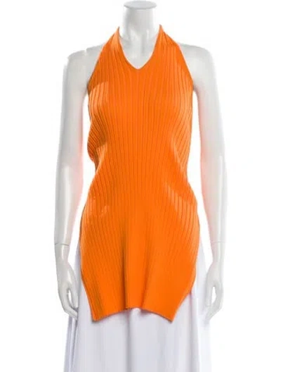 Pre-owned Tibi Halterneck Sleeveless Top In Orange
