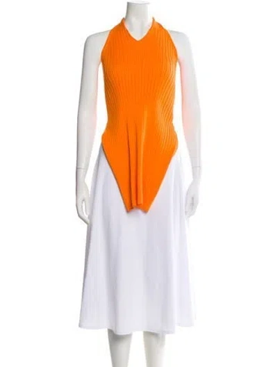 Pre-owned Tibi Halterneck Sleeveless Top In Orange