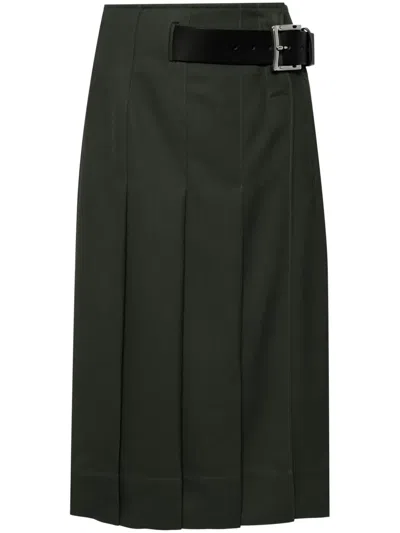 Tibi High-waist Pleated Skirt In Green