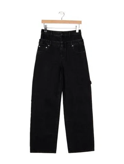 Pre-owned Tibi High-rise Wide Leg Jeans In Black
