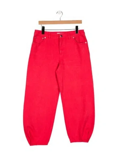 Pre-owned Tibi High-rise Wide Leg Jeans In Red