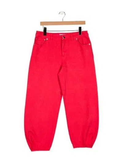 Pre-owned Tibi High-rise Wide Leg Jeans In Red