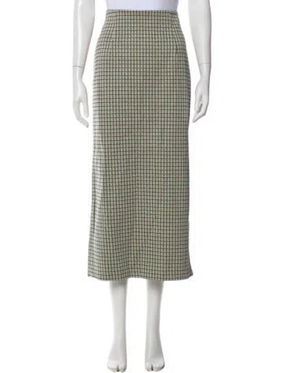 Pre-owned Tibi Houndstooth Print Midi Length Skirt In Green