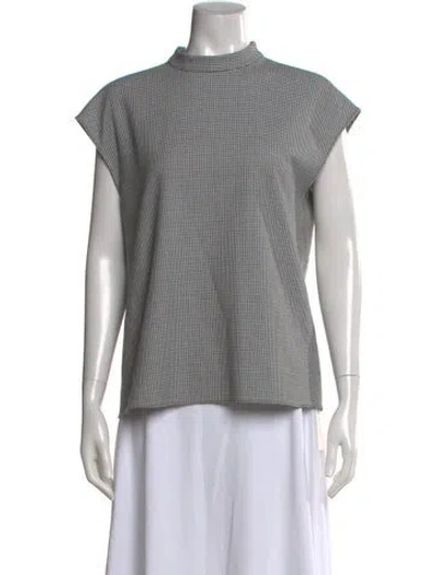 Pre-owned Tibi Houndstooth Print Mock Neck Top In Multi