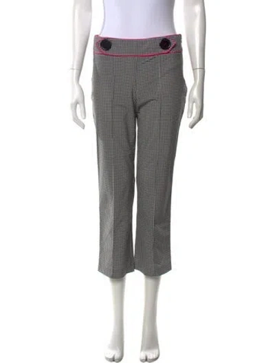 Pre-owned Tibi Houndstooth Print Straight Leg Pants In Black