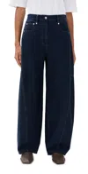 Tibi Indigo Barre Denim Knit Sid Jeans Indigo In Indigo