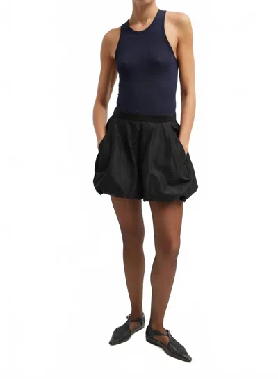 Tibi Italian Sporty Nylon Bubble Short In Black