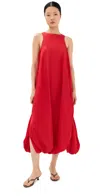 Tibi Italian Sporty Nylon Jalouise Dress In Java In Lava
