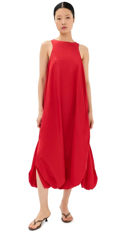 Tibi Italian Sporty Nylon Jalouise Dress In Java In Lava