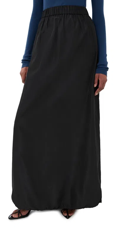 Tibi Italian Sporty Nylon Maxi Anorak Skirt Black