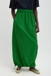 Tibi Italian Sporty Nylon Maxi Anorak Skirt In Green