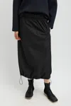 Tibi Italian Sporty Nylon Midi Anorak Skirt In Black