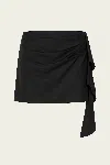 Tibi Italian Sporty Nylon Ribbon Mini Skirt In Black In Black