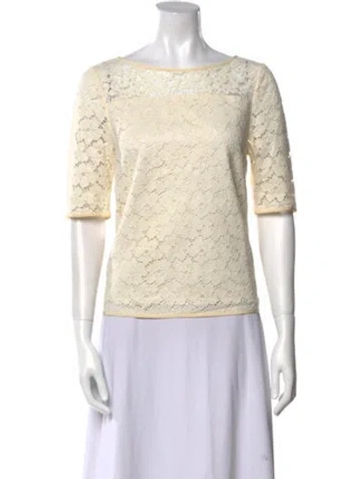 Pre-owned Tibi Lace Pattern Bateau Neckline Top In Neutral