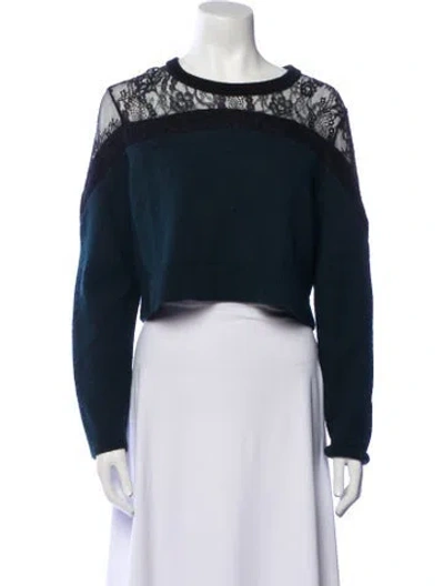 Pre-owned Tibi Lace Pattern Crew Neck Sweater In Black
