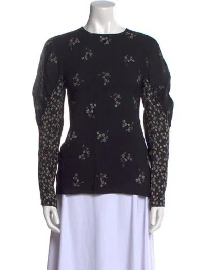Pre-owned Tibi Lace Pattern Crew Neck Top In Black