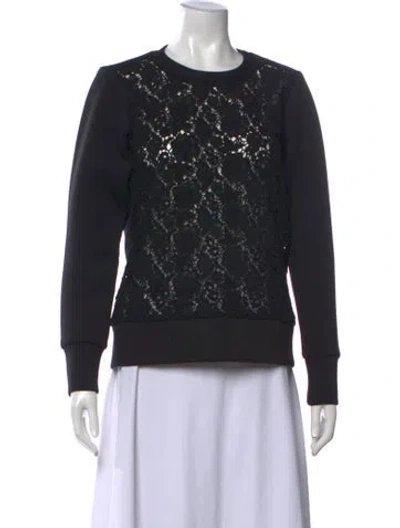 Pre-owned Tibi Lace Pattern Crew Neck Top In Black