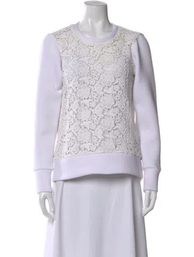 Pre-owned Tibi Lace Pattern Crew Neck Top In White
