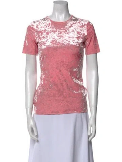 Pre-owned Tibi Lace Pattern Crew Neck T-shirt In Pink