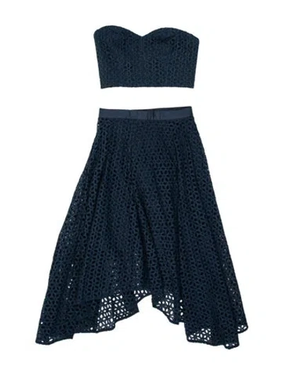 Pre-owned Tibi Lace Pattern Eyelet Trim Skirt Set In Green